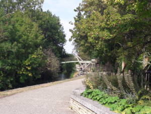 Wooden crane in the port of Arçais