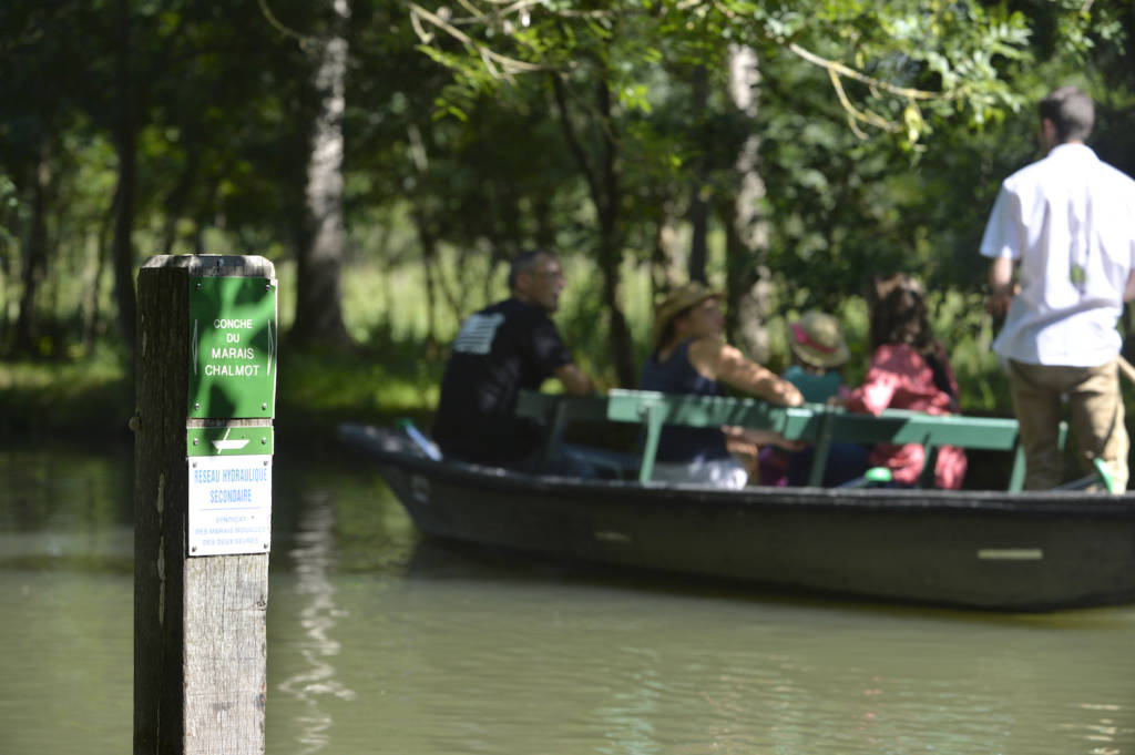 Balise pour se repérer lors d'une promenade en barque dans le Marais poitevin