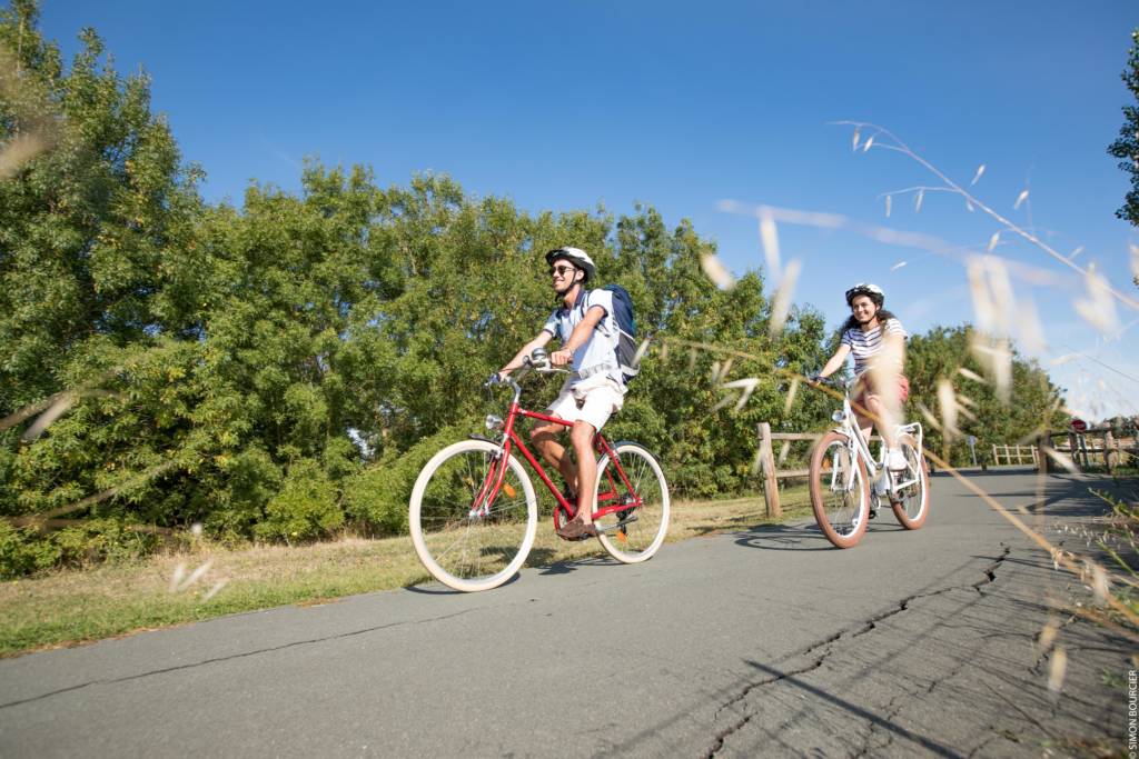 Promenade à vélo entre amis dans le Marais poitevin